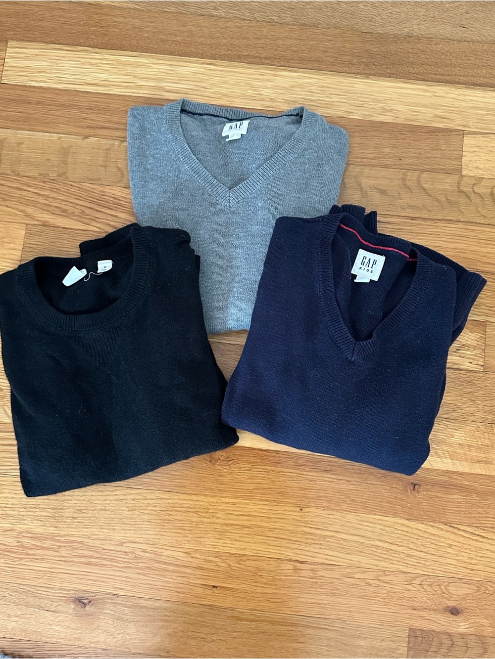 GAP KIDS Youth Medium Boy Sweater Bundle of 3 (Navy, Gray, Black)